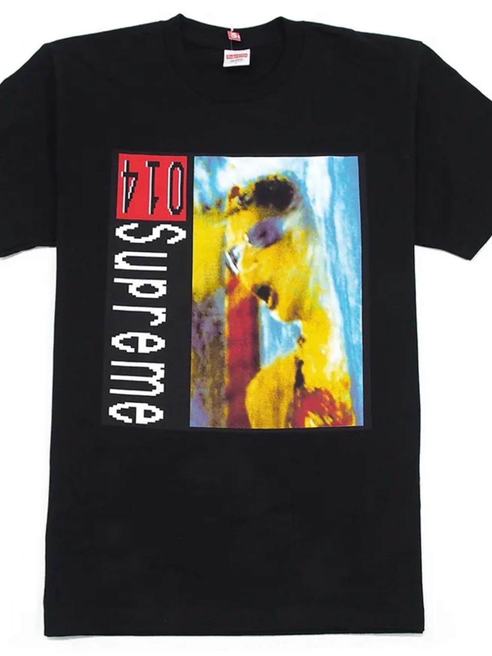 Supreme Black Tee with Vibrant Distorted Photo Graphic